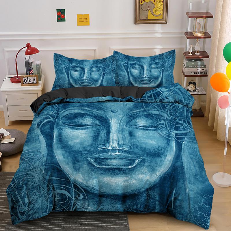 Комплект пододеяльника Будда Кинг/Квин Комплект постельного белья для мальчиков, подростков, взрослых Постельные принадлежности Пододеяльник Наволочка Полиэстер Покрывало для одеяла
