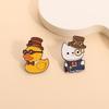 Steampunk Enamel Pins Fun Cute Cat Duck Brooches Lapel Badges Cartoon Cool Animal Jewelry Gift for Kids Friends