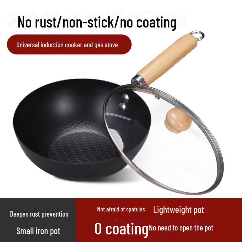 Мини-сковорода без покрытия диаметром 20 см для индукционных плит — компактная, легкая, идеальная для использования одним человеком