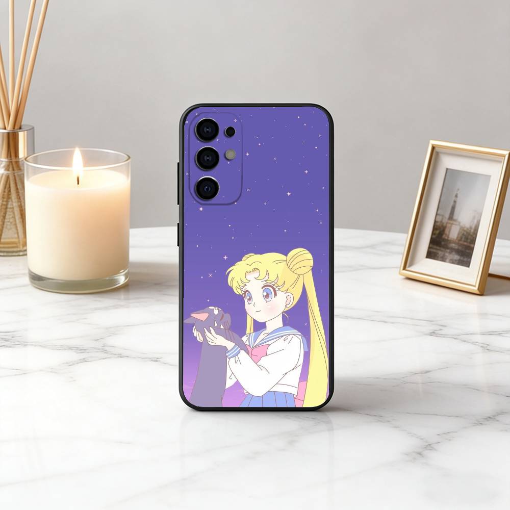 Мультяшный Чехол для Телефона S-Sailor M-Moon-es Art Для Samsung S25,S24,S21,S22,S23,S30,Ultra,S20,Plus,Fe, Мягкий Силиконовый Черный Чехол