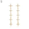 925 Silver Needle Luxury Long Chain Tassel Crystal Stud Earrings For Women Exquisite Pendant Gold Earrings Fine Jewelry