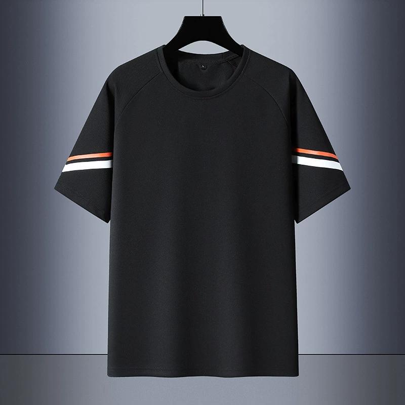 Футболка с коротким рукавом, мужская летняя тонкая дышащая футболка с круглым вырезом, универсальная футболка с коротким рукавом, большого размера для спорта и отдыха