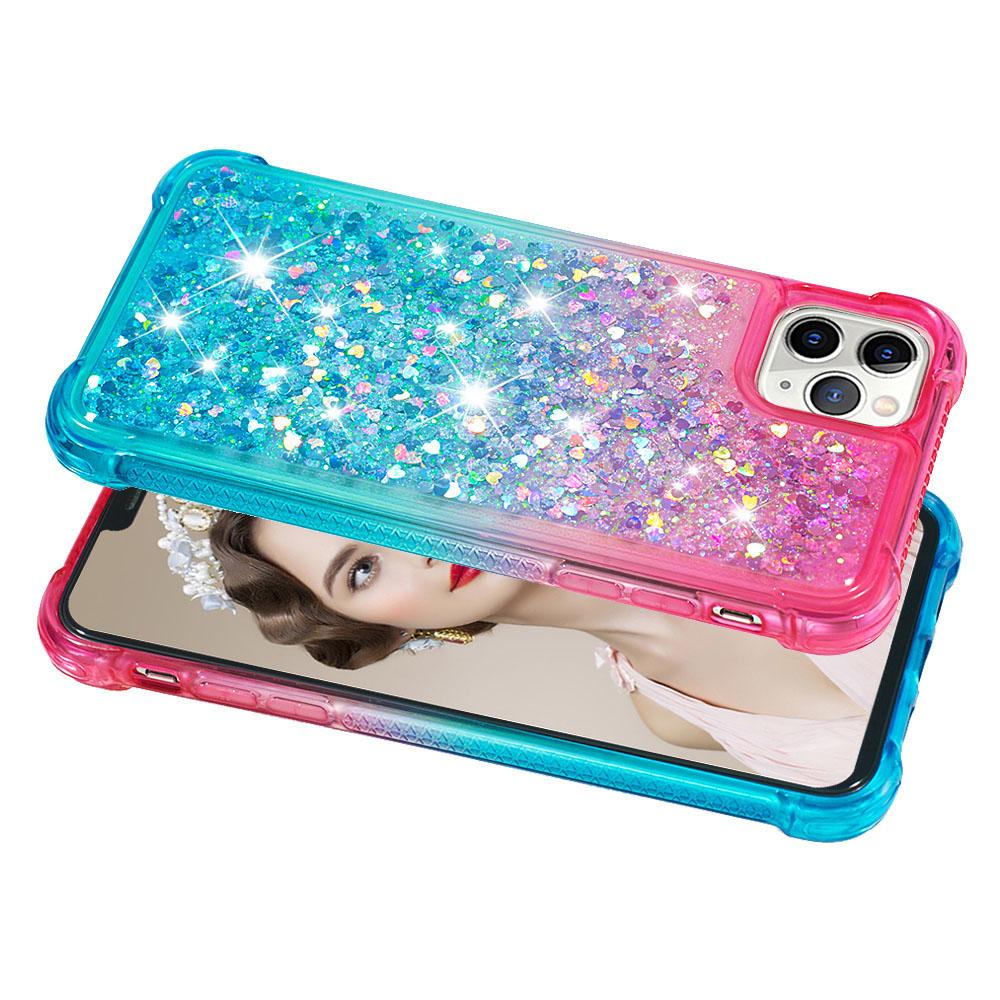 Радужный прозрачный градиент цвета, блестящий жидкий зыбучий песок, любовь, блестки, бампер, чехол для телефона для iPhone, Samsung, Xiaomi, Huawei, мягкая силиконовая задняя крышка