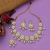 Traditional White Pearl Kundan Necklace Set | Kundan Choker | Fancy Jewellery with Earrings and Maang Tikka for Women Girls