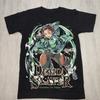 Футболка с графикой Demon Slayer Kimetsu No Yaiba Тандзиро Черная Размер Лето Новинка Винтажная Мода Мужская и Женская Японское Аниме