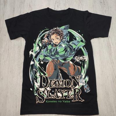 Футболка с графикой Demon Slayer Kimetsu No Yaiba Тандзиро Черная Размер Лето Новинка Винтажная Мода Мужская и Женская Японское Аниме