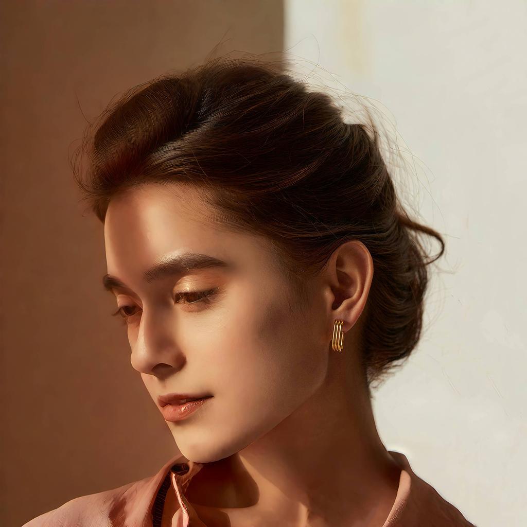 Трехслойные J-образные серьги из нержавеющей стали для женщин, простой дизайн, стильные украшения, подчеркивающие индивидуальность