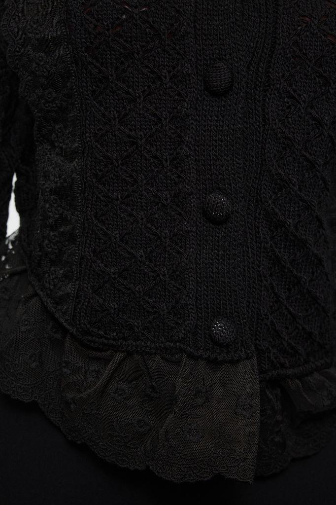 Женский модный стильный кардиган, черный укороченный кружевной ажурный ажурный трикотажный кардиган