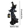 Halloween Black White Witch With Led Lantern Decorate Gift Resin Statues Figurines For Halloween Home Office Decor
