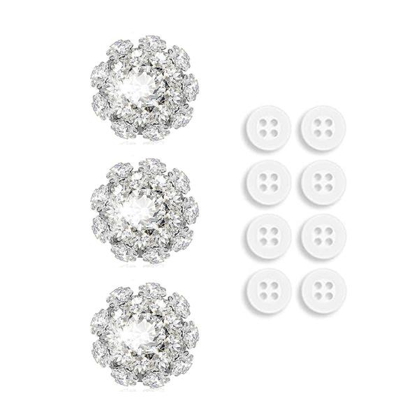 3Pcs Rhinestone Buttons Covers With 8Pcs Sewing Buttons Crystal Buttons Clip On Button Jewelry Women For Sewing Diy Craft Decor