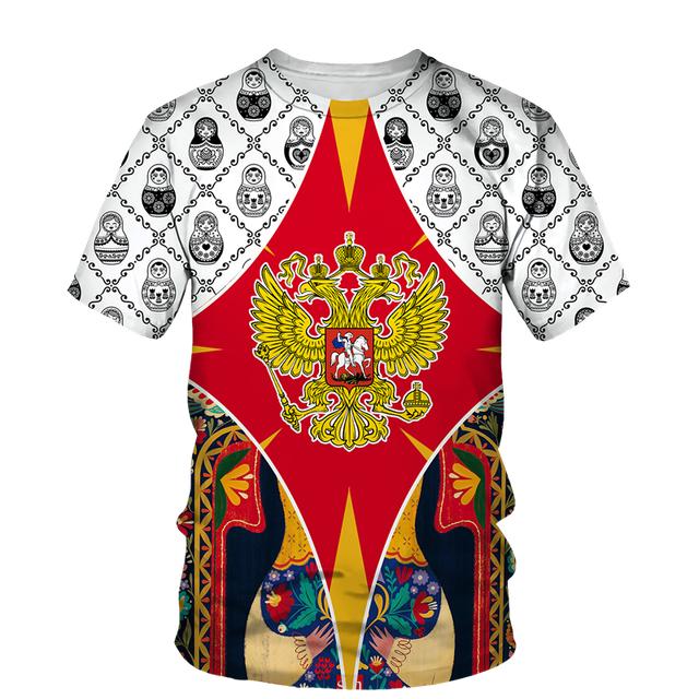 Russia Casual Summer Men'S T-Shirt Round Neck 3d Printed Flag Short Sleeve Fashion Personality Quality Sports Quick Drying Top