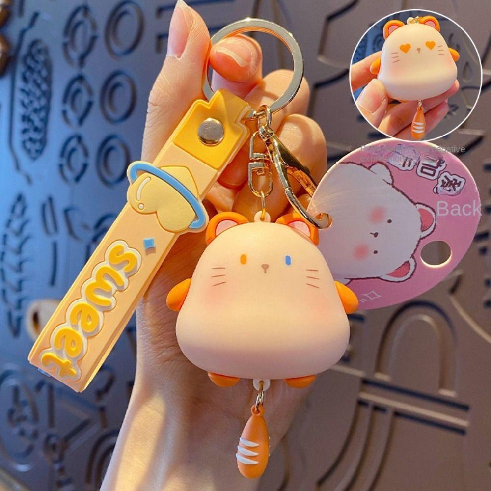 Decoration Cute Cat Keyring Double-Sided Hamster Pendant Siamese Cat Keychain  Men Women