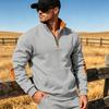 Mens Loose Fit Stand Collar Sweatshirt Color Block Patch Half Zip Casual Fall Top Youth