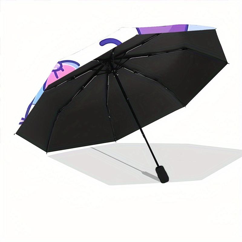 1pc Rainbow Kuromi Durable Cartoon Folding Umbrella, Portable 3-Fold Compact Umbrella for Men and Women, Suitable for Travel or Daily Use.V078