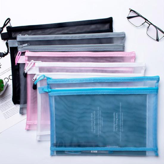 Держатель для хранения файлов с ремешком на молнии, портативная прозрачная сумка для хранения документов большой емкости, офисные принадлежности