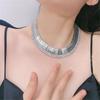 Tooxika Exaggerated Personality Wide Version Of The Strap Chain With Diamonds Necklace Light Luxury Temperament Choker Collarbone Chain Necklace