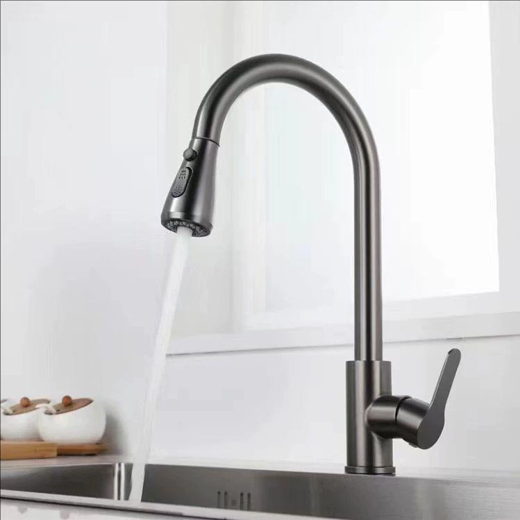 Black Faucet Cold Hot Kitchen Mixers Pull Out Two Functions Deck Mounted Taps With Free Hose Chrome