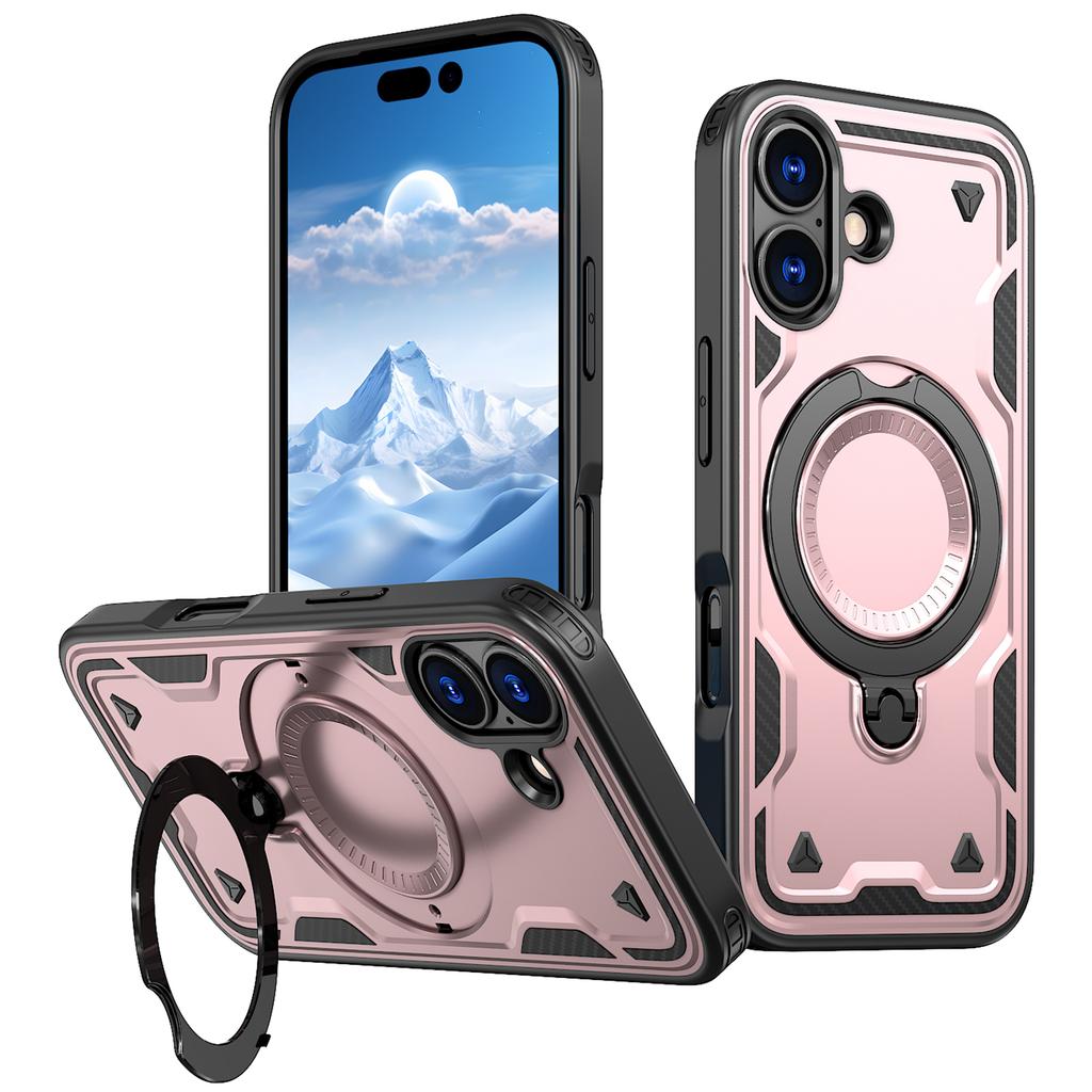 For iPhone 17 Case Compatible with MagSafe Military Protection PC+TPU Kickstand Phone Cover