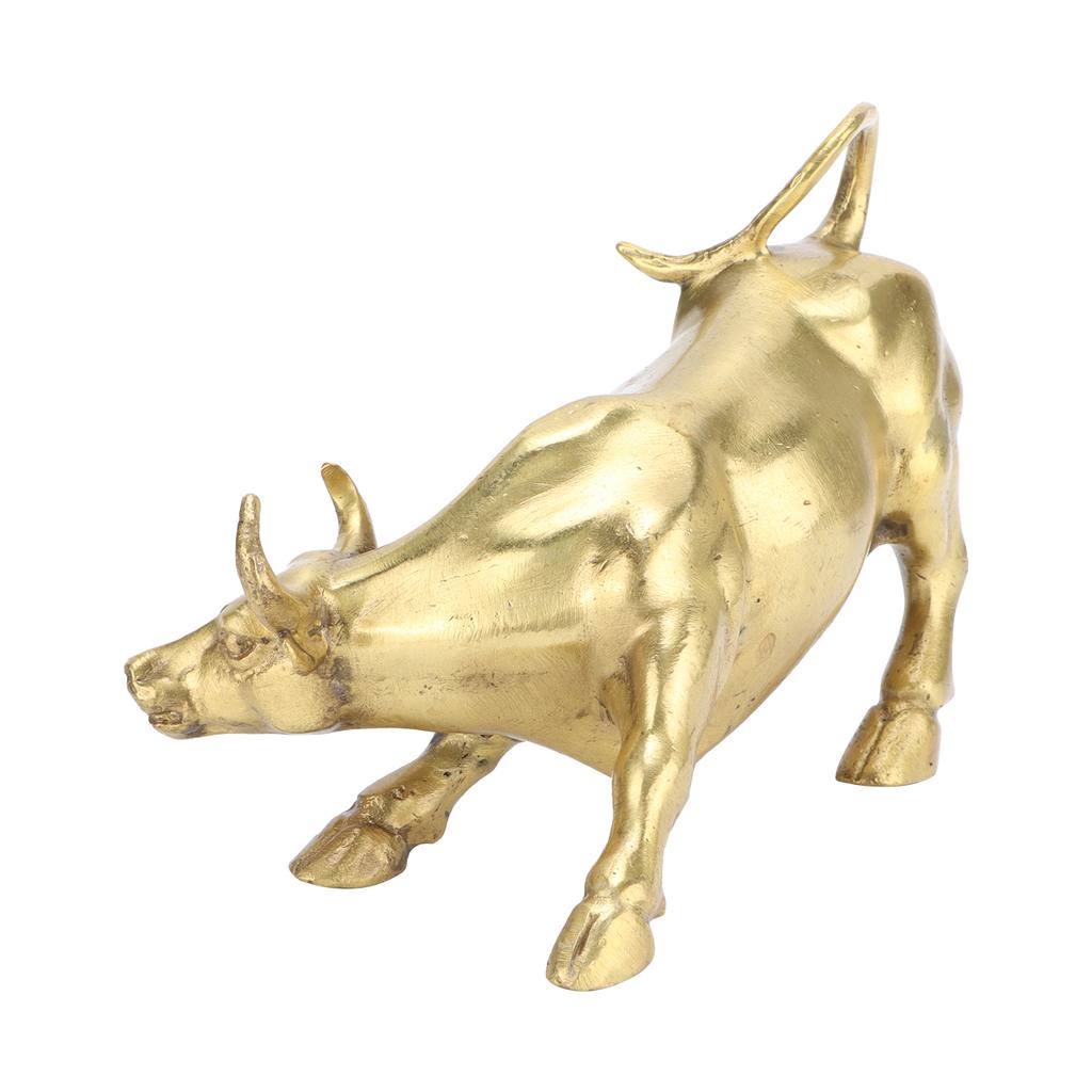 Wall Street Copper Bull Brass Animal Statue Artwork Desktop Decoration for Office Bedroom Bookshelf
