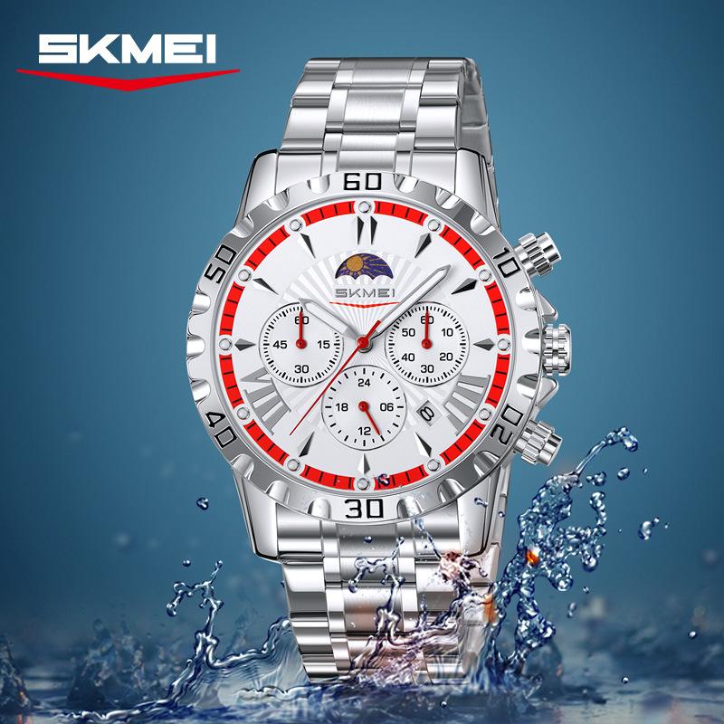 Роскошные золотые часы для мужчин, модные водонепроницаемые мужские наручные часы с фазами Луны, кварцевые мужские часы Relogio Masculino