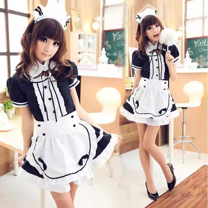 K-On! Maid Anime Performance Costume - Black & White Halloween Cosplay Outfit