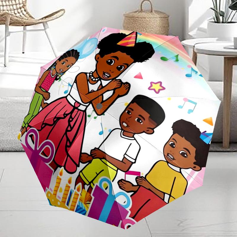 Gracie's Corner Theme Automatic Umbrella, Lightweight & Portable, 8 Rib, Perfect for Outdoor Travel, Birthdays, Christmas, Gifts.