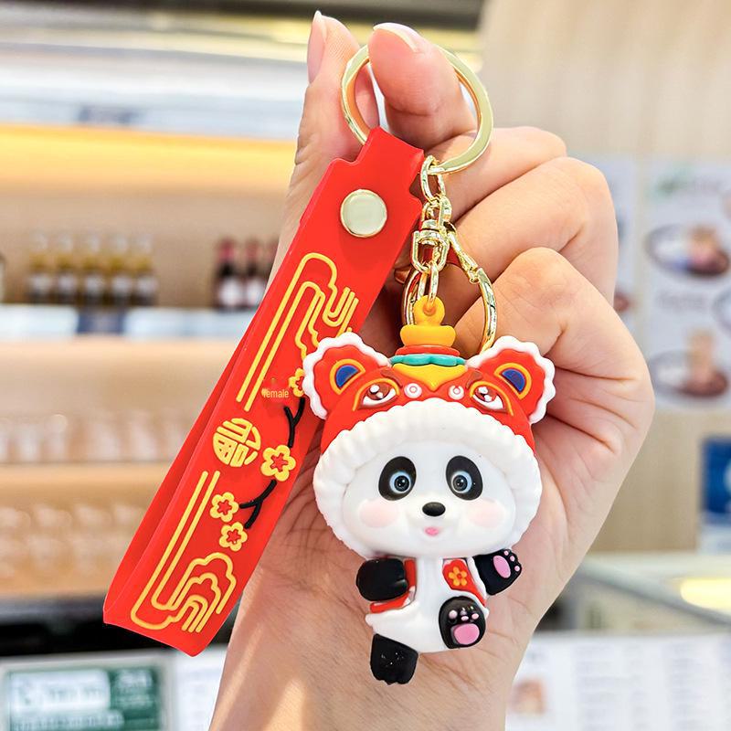 Креативный брелок с головой тигра и танцем льва - милый подарочный кулон в виде шляпы