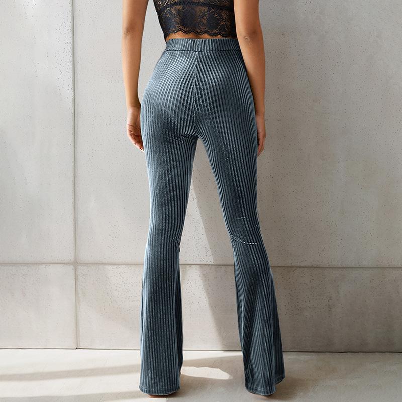 Модные и повседневные полосатые расклешенные брюки, облегающие длинные брюки для женщин