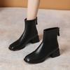 Женские ботильоны с квадратным носком, эластичные туфли из флока, на тонком среднем каблуке, черные/коричневые/бежевые, с застежкой-молнией сзади, женские размеры 34-40