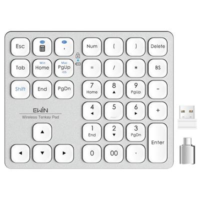 Беспроводная цифровая клавиатура Ewin с подключением до 2 устройств Bluetooth Numlock 37 Совместима с японским языком и Bluetooth/2.4G подключением, Клавиатуры,