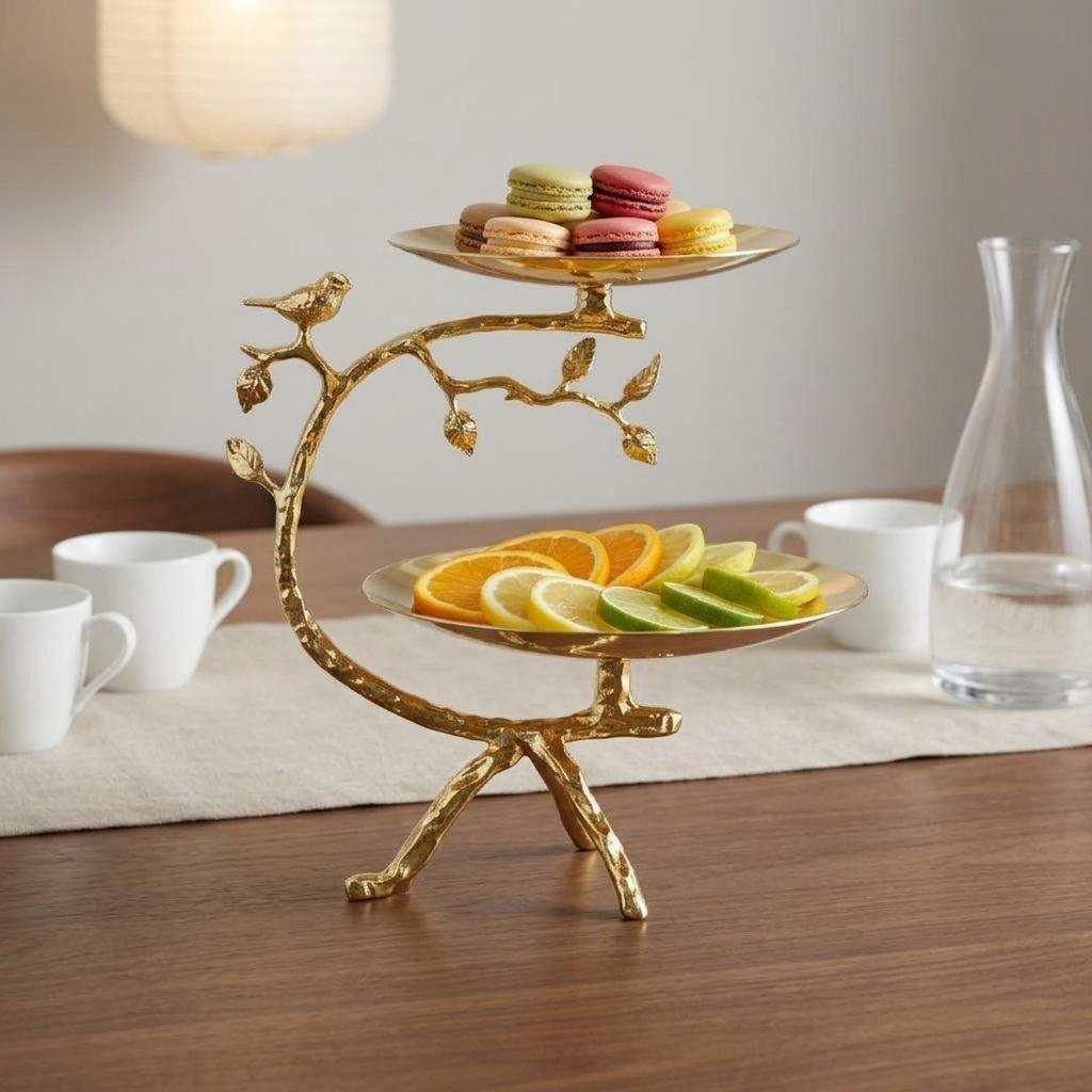 Double Layer Fruit Tray Electroplated