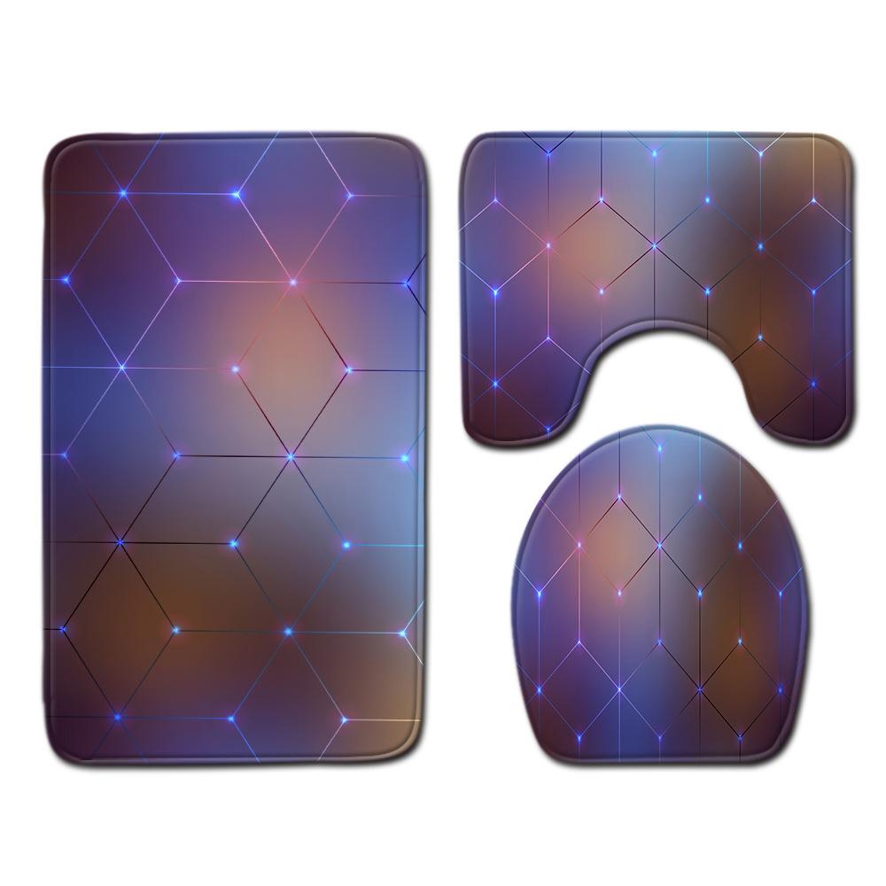 Линия Туалетный Коврик для пола Трехкомпонентный Коврик для ванной 3 предмета Придверный коврик