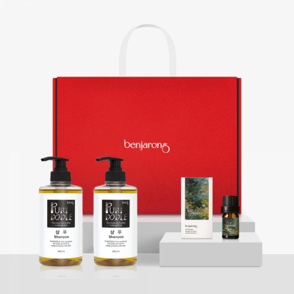 Benjarong Care Mo H Gift Set Puridoodle Shampoo 500ml 2 + Care Mo H 5ml Hair Care Gift Set 2 pcs 500ml