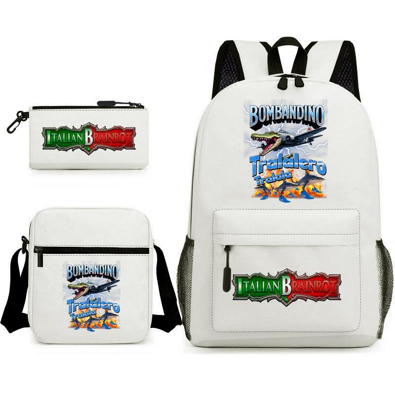 Tongtongsahur Cartoon Primary School Students Backpack Three-piece Set Abstract Foreign Shanhaijing Children's Schoolbag L