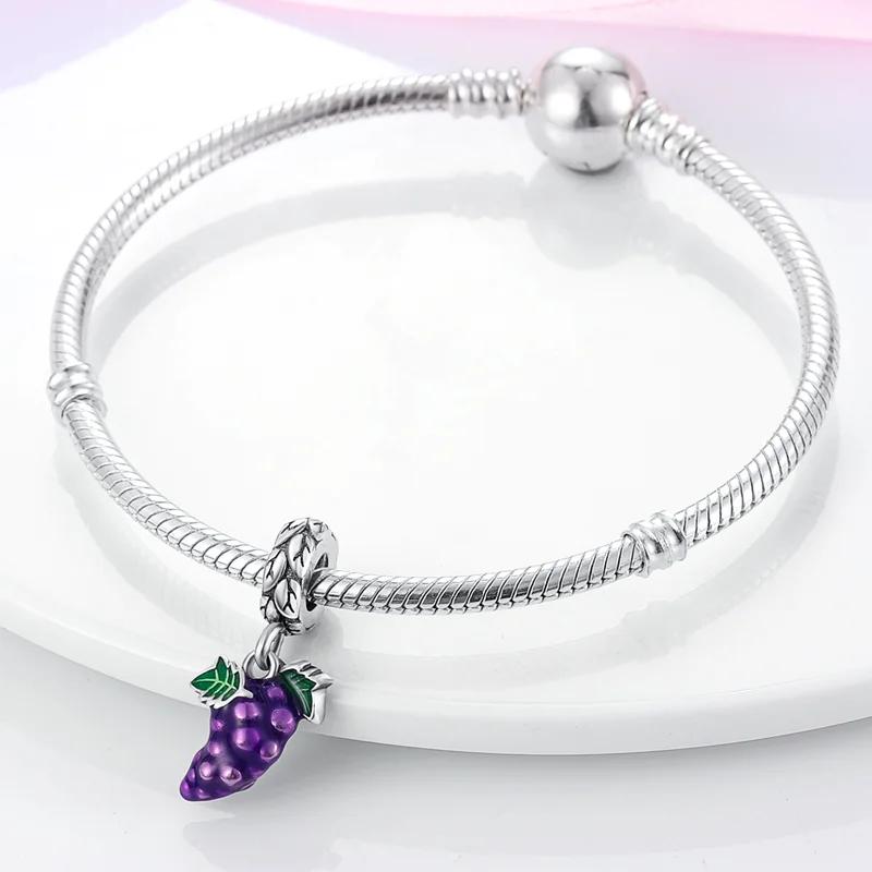 Purple Grape Fruit Bead Components Copper Metal Authentic Original Bead Components Compatible With Authentic Original Charm Bead Components Bracelet