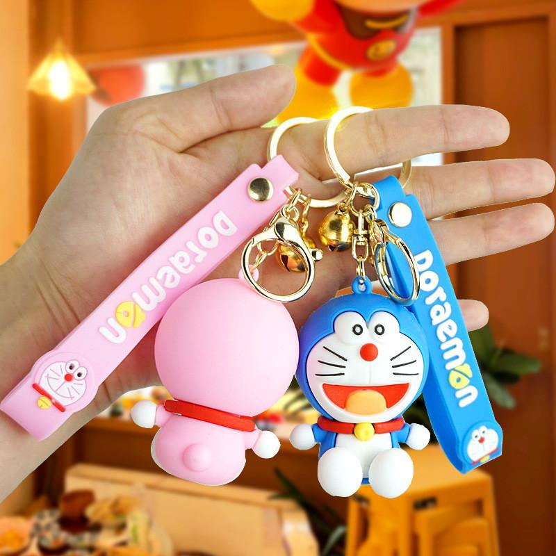 Adorable Doraemon Cartoon Keychain Rubber Accessory Blue For Couples And Cars