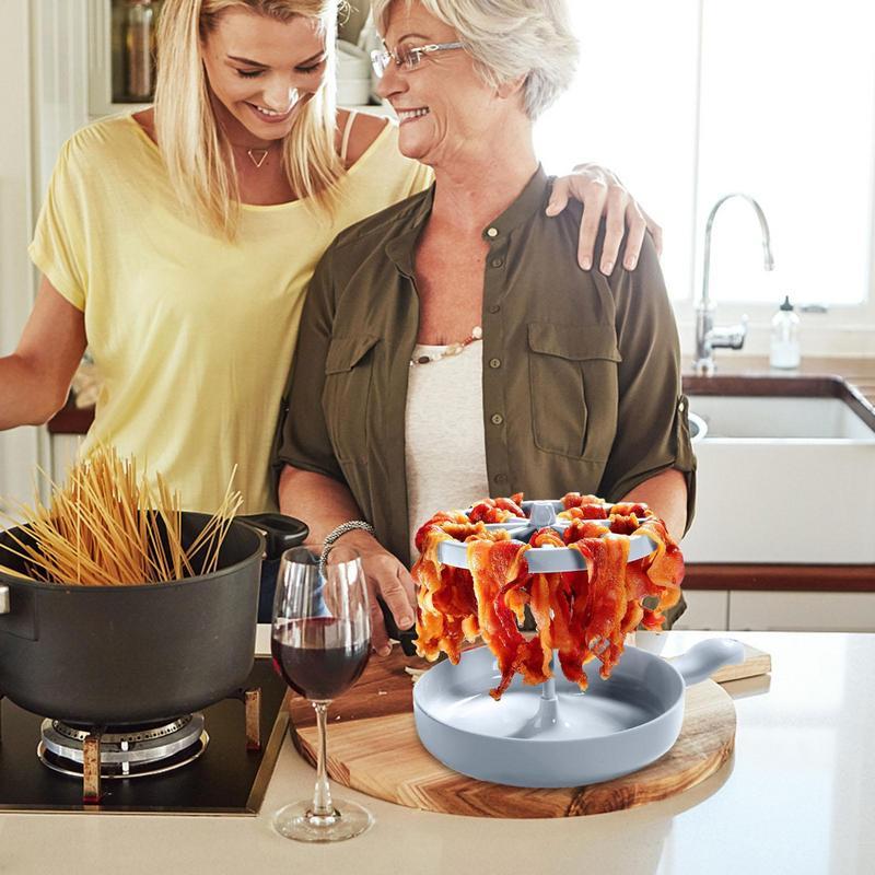 Microwave Bacon Cooker Microwave Bacon Dish Tray Bacon Grease Catcher Meal Prep tool Kitchen Dorm Gadget Meal Prep Tool