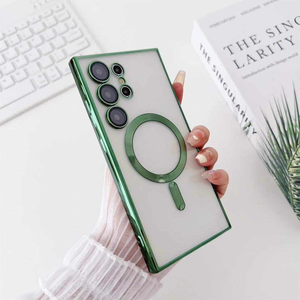 Роскошное покрытие для магнитного беспроводного чехла Magsafe для Samsung Galaxy S25 S24 S23 S22 S21 FE Plus Note 10 20 Ultra