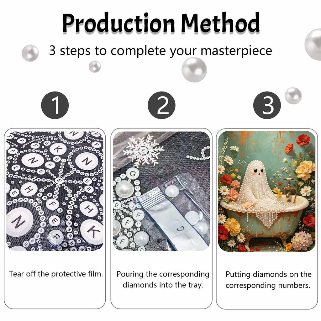 Halloween pearl bath ghost floral painting art kit handmade diy home decorations