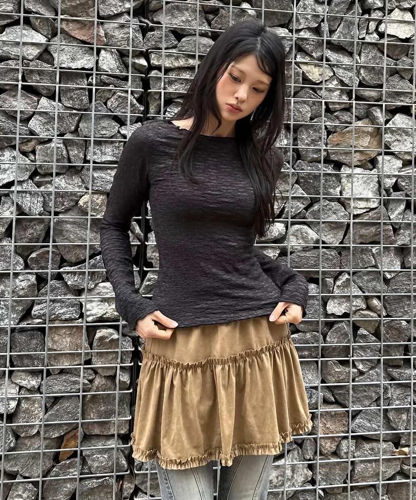 Kkuape Cancan Suede Mini Skirt_2Color