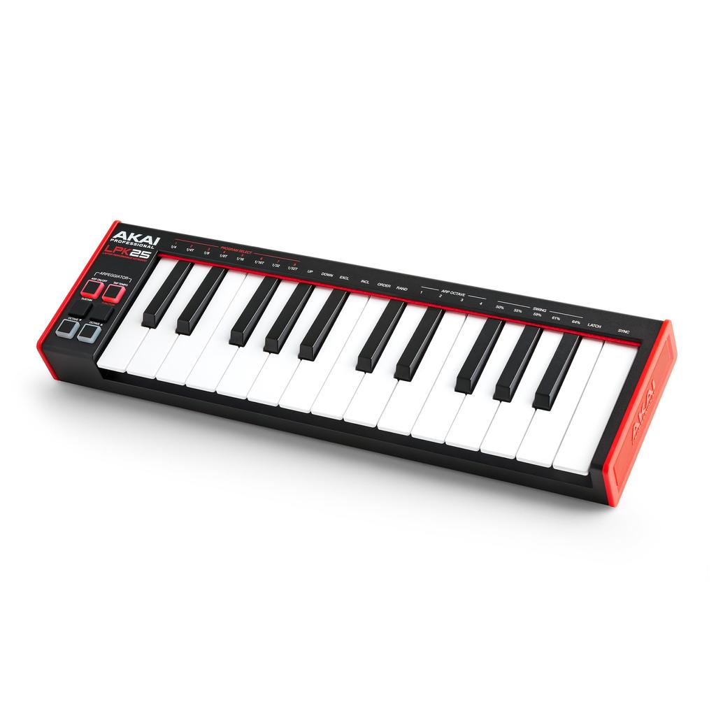 Akai Professional USB MIDI Keyboard Controller с клавиатурой и программным обеспечением для создания музыки, совместимым с ПК LPK25 Black 25-клавишный арпеджиатор, в комплекте,