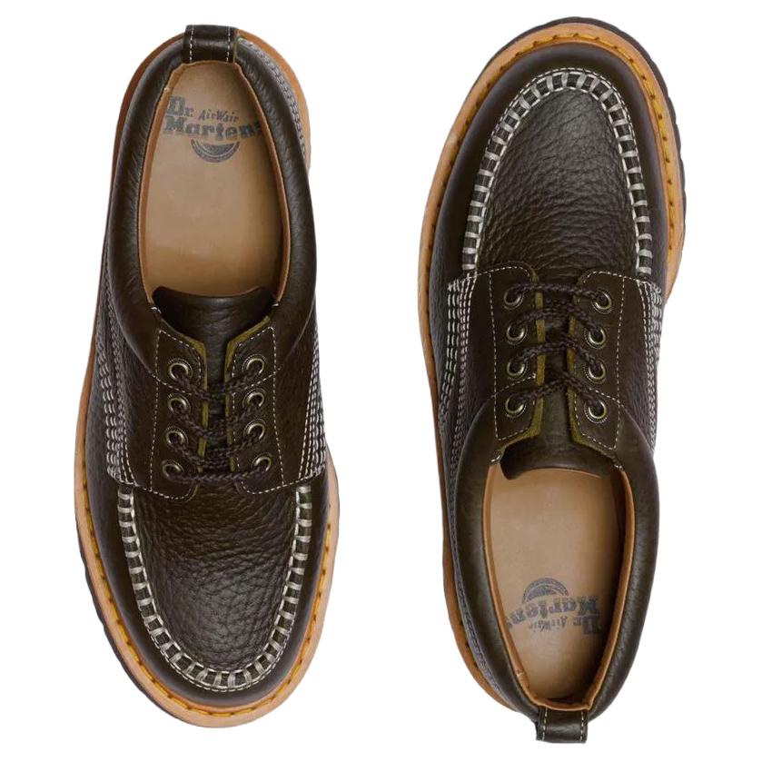 Dr. Martens Lowell Кожаные Повседневные Туфли на Шнуровке Винтажные Унисекс Оливково-Зеленые 42445300