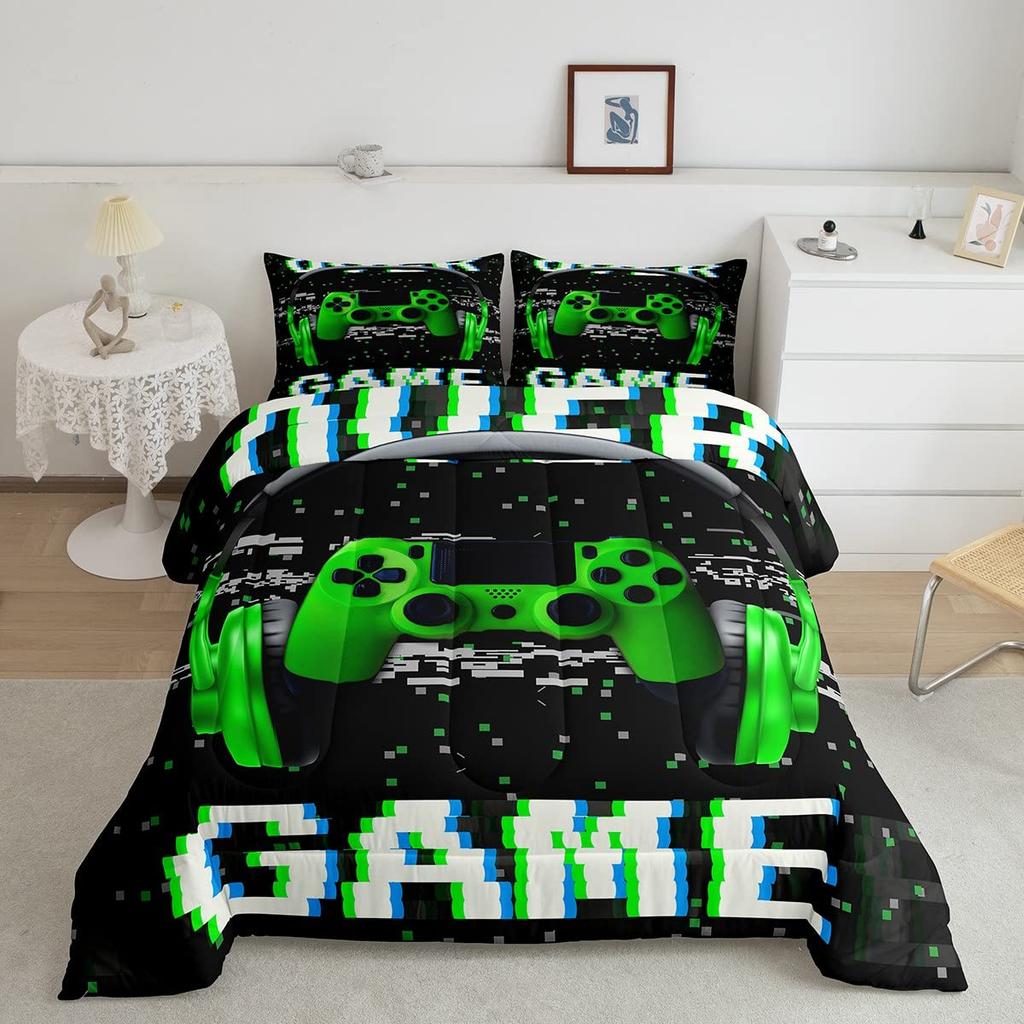 Игровой комплект пододеяльника Вращающаяся музыка Пододеяльник Геймпад Игровой постельный комплект Для мальчиков Покрывала с наушниками Чехол размера «Квин»