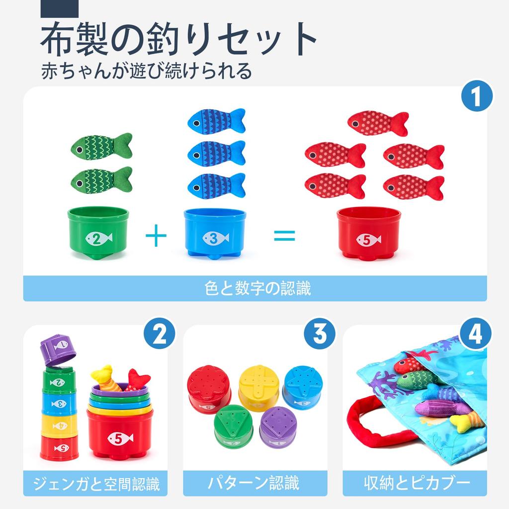 Hahaland Montessori Shape Fitting Fishing Toy Early Development Fingertip Training Cloth Fishing Educational Toy Popular 1 2 3 4 Years Old Girls Boys