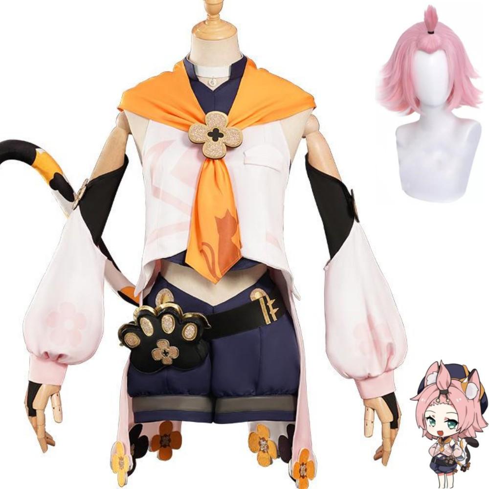 Anime Game Diona Kätzlein Cosplay Costume Cat's Tail Tavern Wig Uniform Full Set Woman Kawaii Halloween Suit
