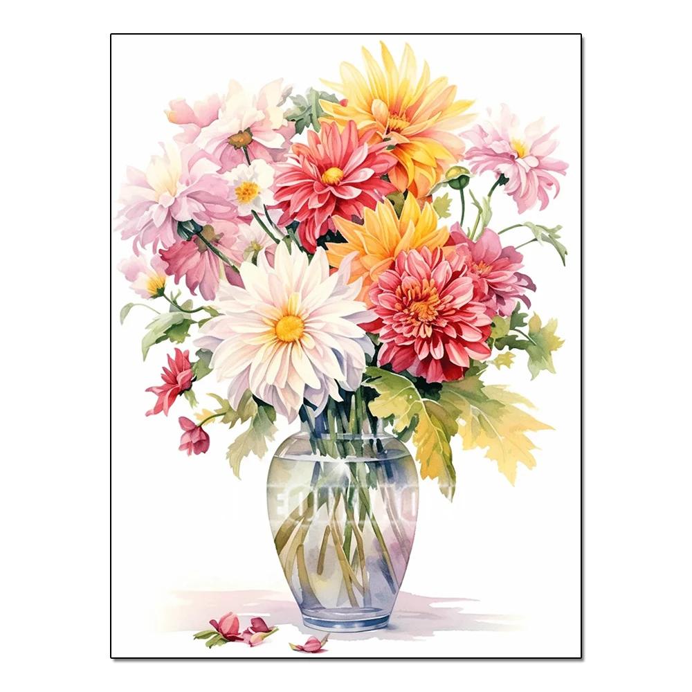 Полная серия цветов Алмазная живопись Тюльпан Маргаритка Алмазная мозаика Вышивка Искусство Акварельная картина Ручная работа Домашнее украшение Сделай сам