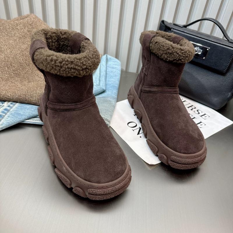 Женские меховые балетки, ботильоны, зимние ботинки на платформе, замшевые туфли, зимняя плюшевая хлопковая обувь 2025 года, тренд, повседневные, удобные, нескользящие, женские ботинки