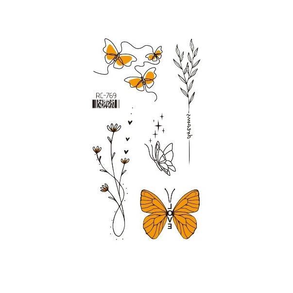 Dark Butterfly Sexy Waterproof Temporary Tattoo Sticker India Women Back Waist Flash Tatoo Girl Body Art Fake Tattoos Realistic