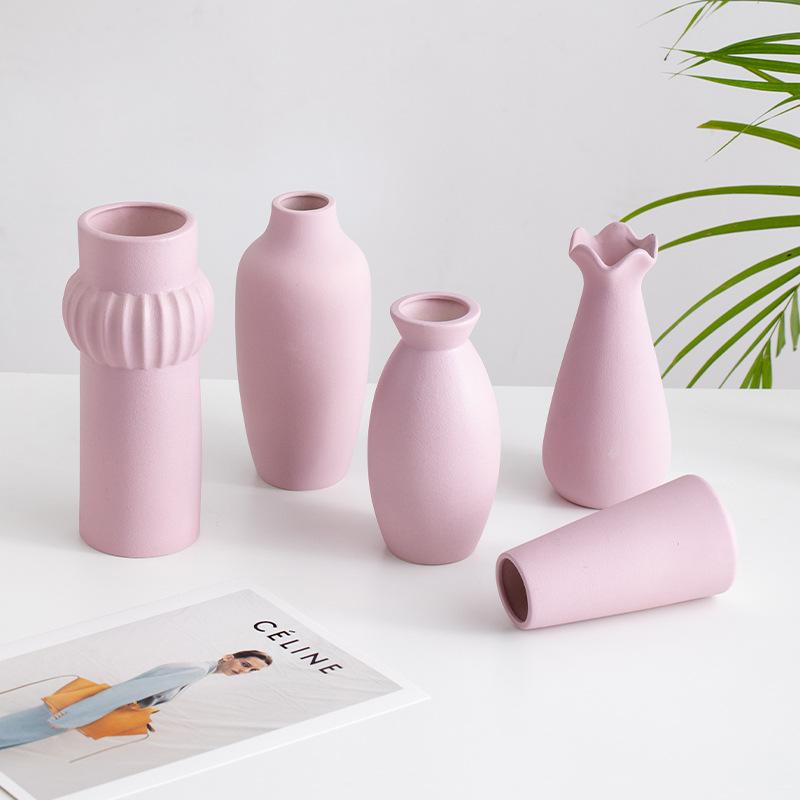 Purple modern ceramic decorative vase with dried flowers dining table foyer living room flower arrangement and decoration vases