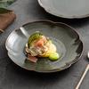 Kiln Changes Olive Green Flower Shaped Plate Ceramic Dessert Plate Sushi Plates Snack Plates Molecular Cuisine Tableware